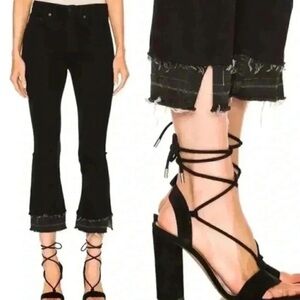 EUC rag & bone /JEAN Black Coal Double Hem 10 Inch Crop Flare Jeans 29
